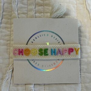 Multicolor 'Choose Happy' Embroidered Bracelet